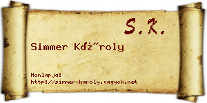 Simmer Károly névjegykártya