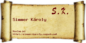 Simmer Károly névjegykártya